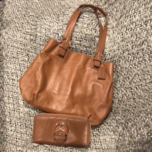 COACH leather handbag & wallet set